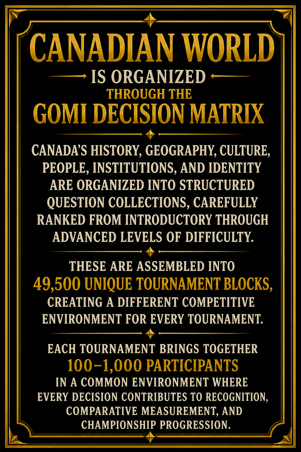 Canadian World Organized Through GOMI Data Matrix