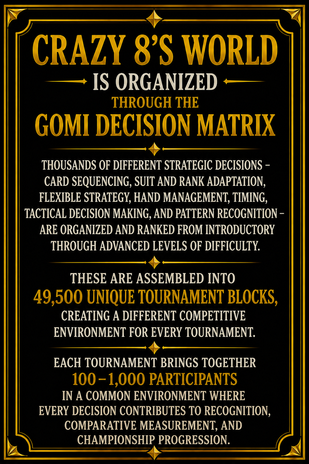 Crazy 8s World Organized Through GOMI Data Matrix