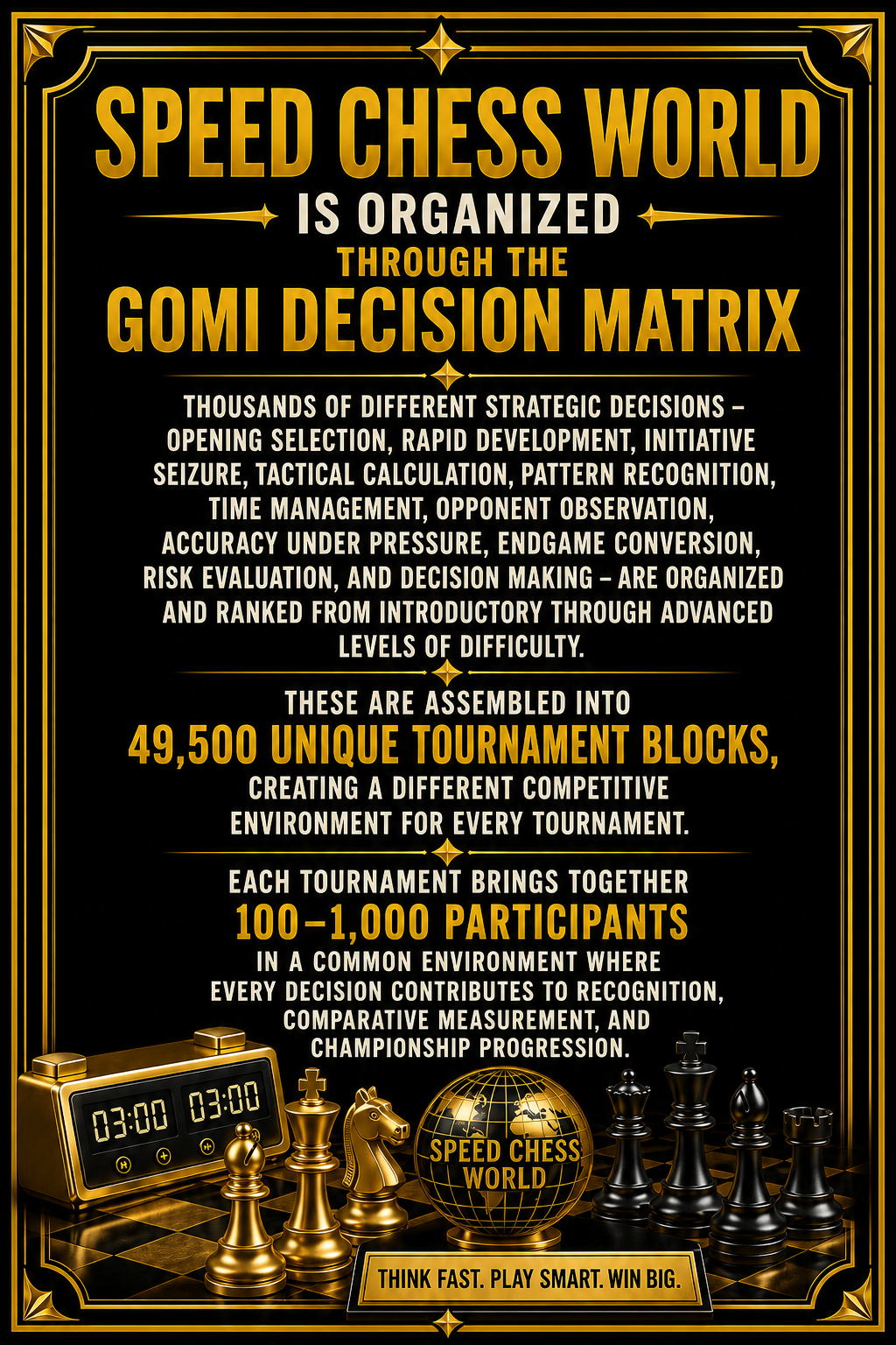 Speed Chess World Organized Through GOMI Data Matrix